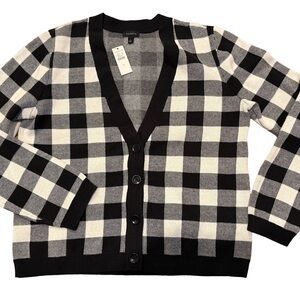 Talbots Black and White Checkered Cardigan size S